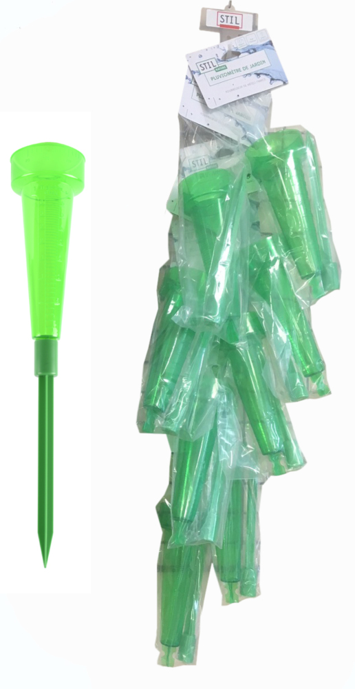 Pluviomètre sur Pied 40 mm d'Eau au m² - Lot de 8 Avec Bande Cross
