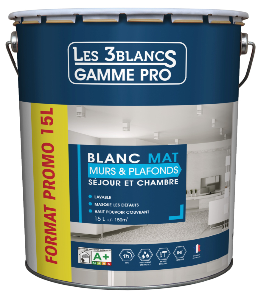 Les 3 Blancs Murs & Plafonds 15L Mat