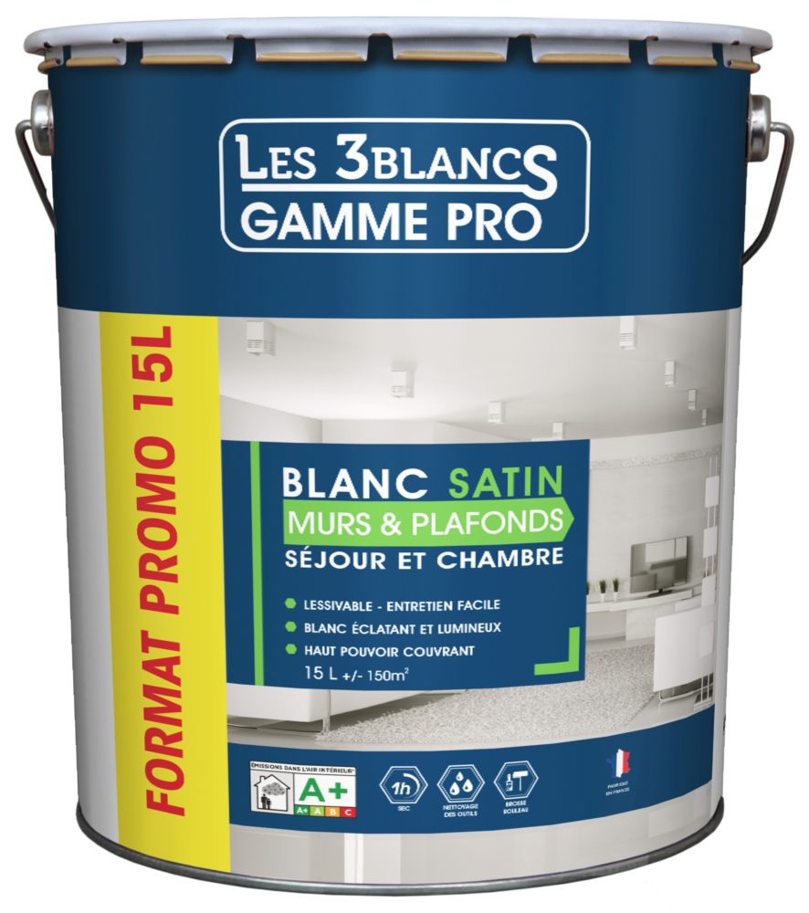 Les 3 Blancs Murs & Plafonds 15L Satin