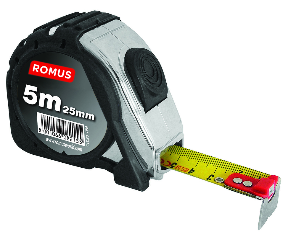 Mètre Ruban Self Lock 5 ml, mètre auto-bloquant de 5 mètres, outil de mesure pour bâtiment et traçage
