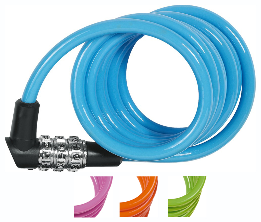 Antivol Câble Spiral Color à Chiffre 1.50m Couleurs Assorties