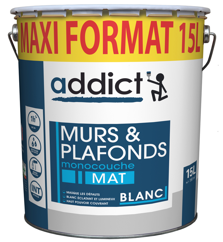 Addict Murs & Plafonds Monocouche Mat Blanc 15L Maxi Format