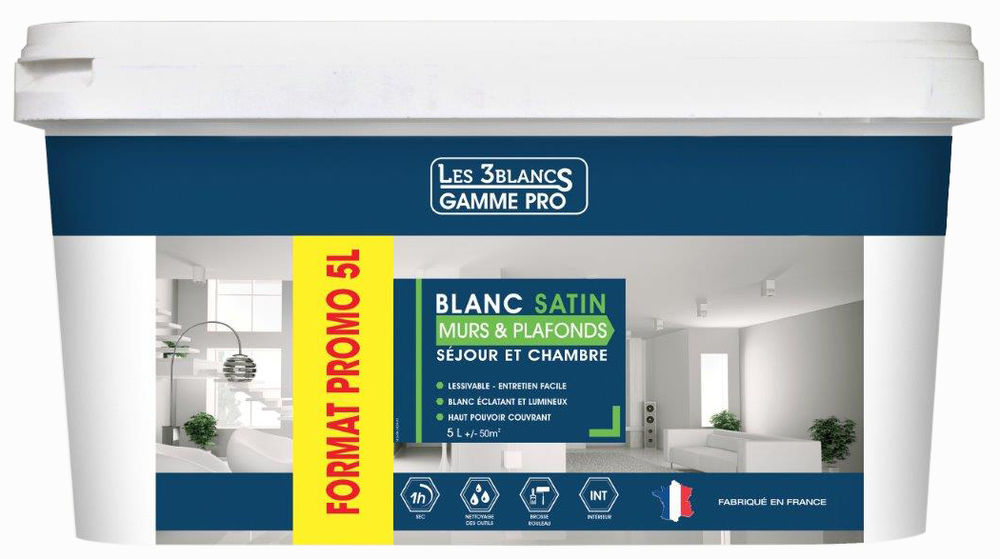 Les 3 Blancs Mur et Plafond Satin 5L