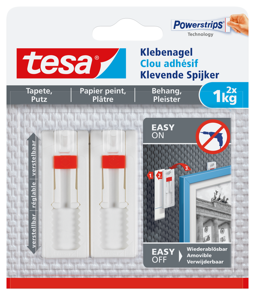 Clou Adhésif Ajustable Surfaces Texturées 1 kg Lot de 2 Sous Blister