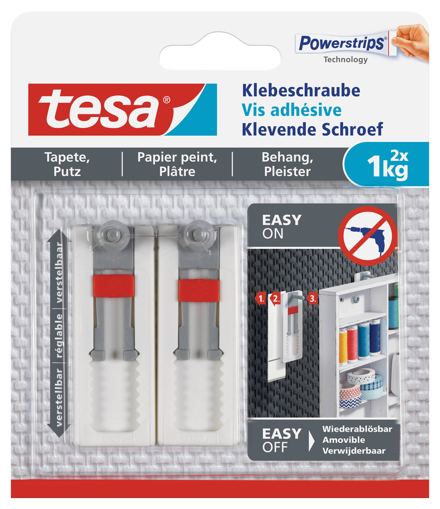 Vis Adhésive Ajustable 1 kg Surfaces Texturées Lot de 2 Sous Blister
