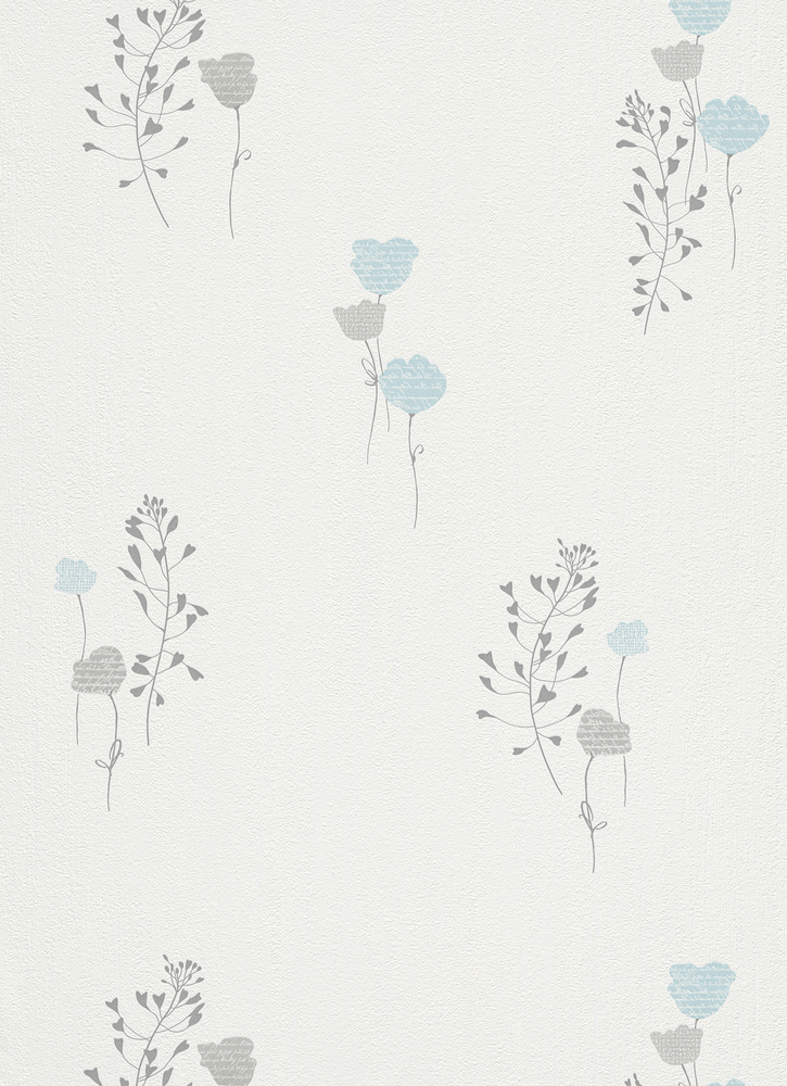 5837 - Vinyle Expansé sur Papier Motif Fleur Bleu