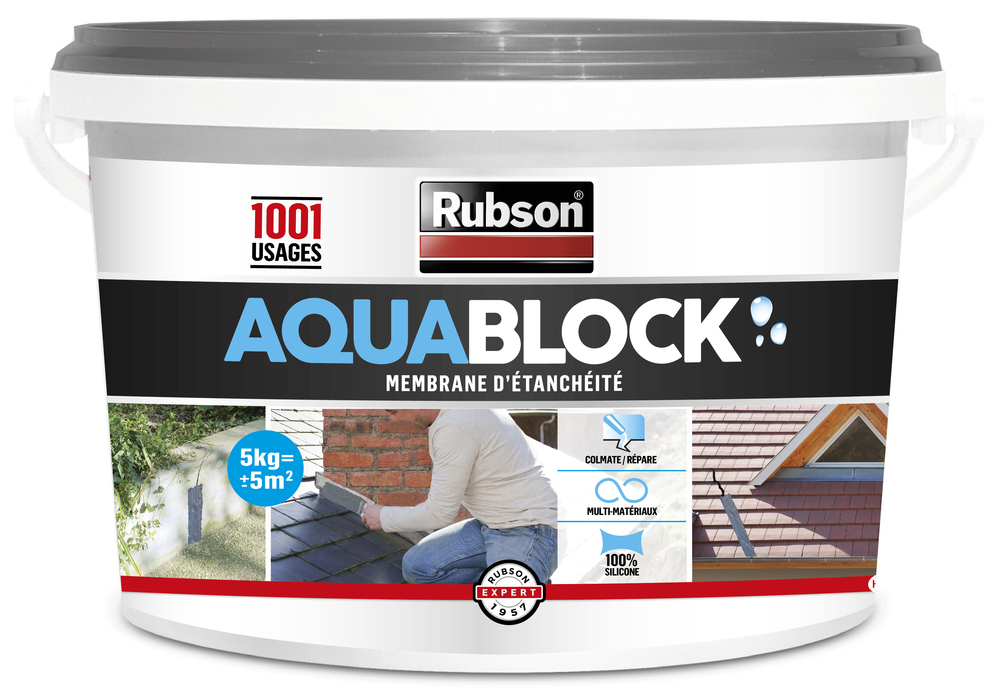 Aquablock Membrane d’Etanchéité Seau de 5kg Gris