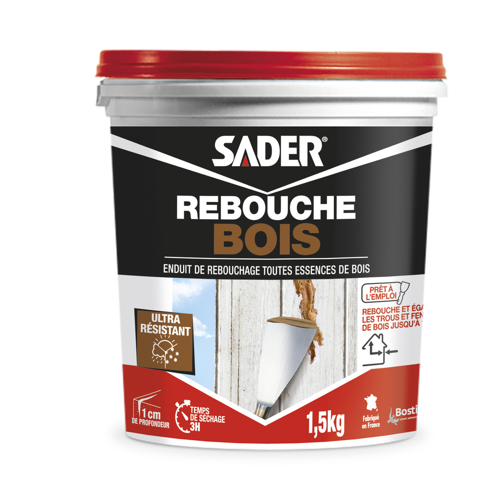 Enduit Rebouche Bois 1.5 kg pour réparer les trous et fissures du bois