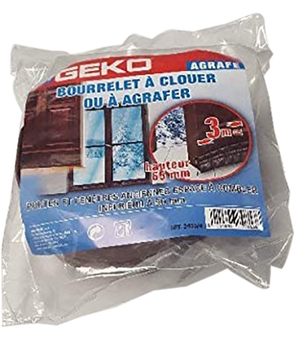 Bourrelet à Clouer ou Agrafer 65 mm x 3 m Marron en Sachet