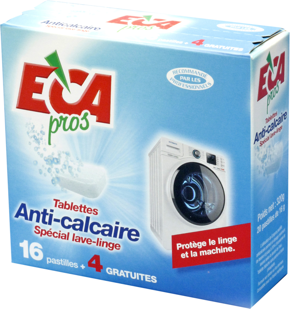 Pastilles Anti-Calcaire pour Lave Linge 16+4 gratuites ECA PROS