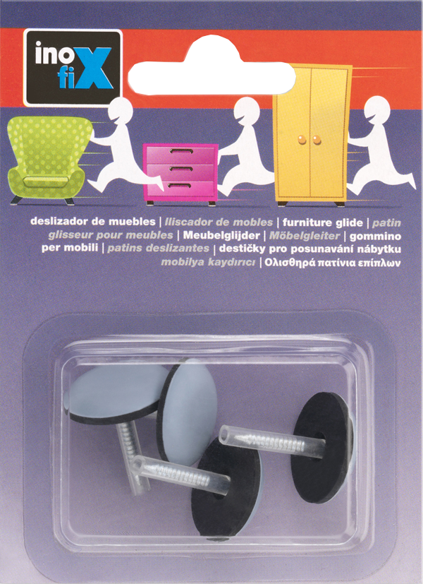 Patin Gliss Meuble Gris Rond à Visser Lot de 4 pour protéger les sols et faciliter le déplacement