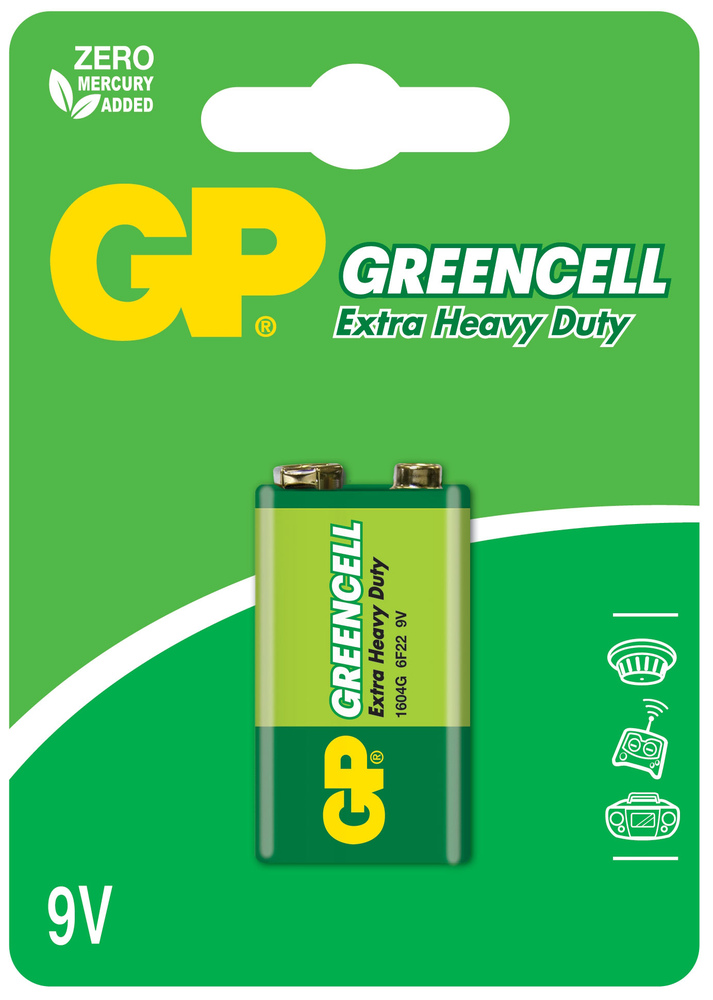 GP Greencell Piles Salines 9V/6F22 Blister de 1 GPBM