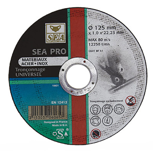 Disque abrasif mixte Coupe Tout de tronçonnage 125x1x22.23 mm, pour découpe multi-matériaux rapide et précise.