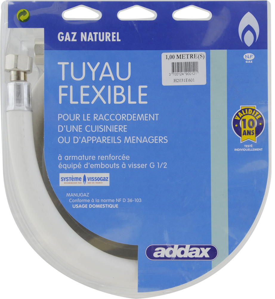 Tuyau Flexible Souple Gaz Naturel MANUGAZ à Visser - 10 ans en Blister