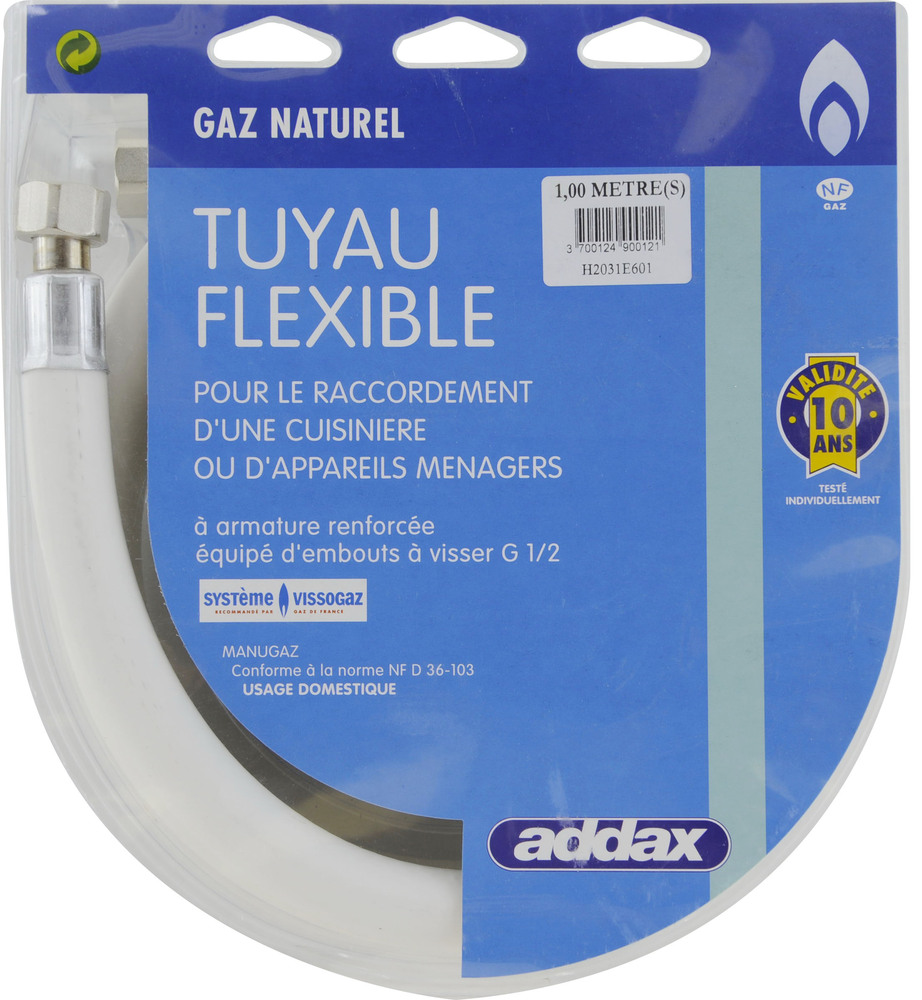 Tuyau Flexible Souple Gaz Naturel MANUGAZ à Visser - 10ans en Blister