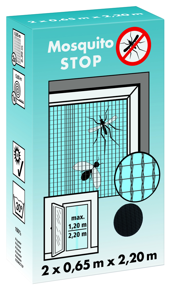 Moustiquaire de Porte Mosquito Stop 2.2mx65cm Grise