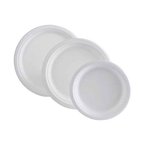 Assiettes Blanches en Bagasse Lot de 50