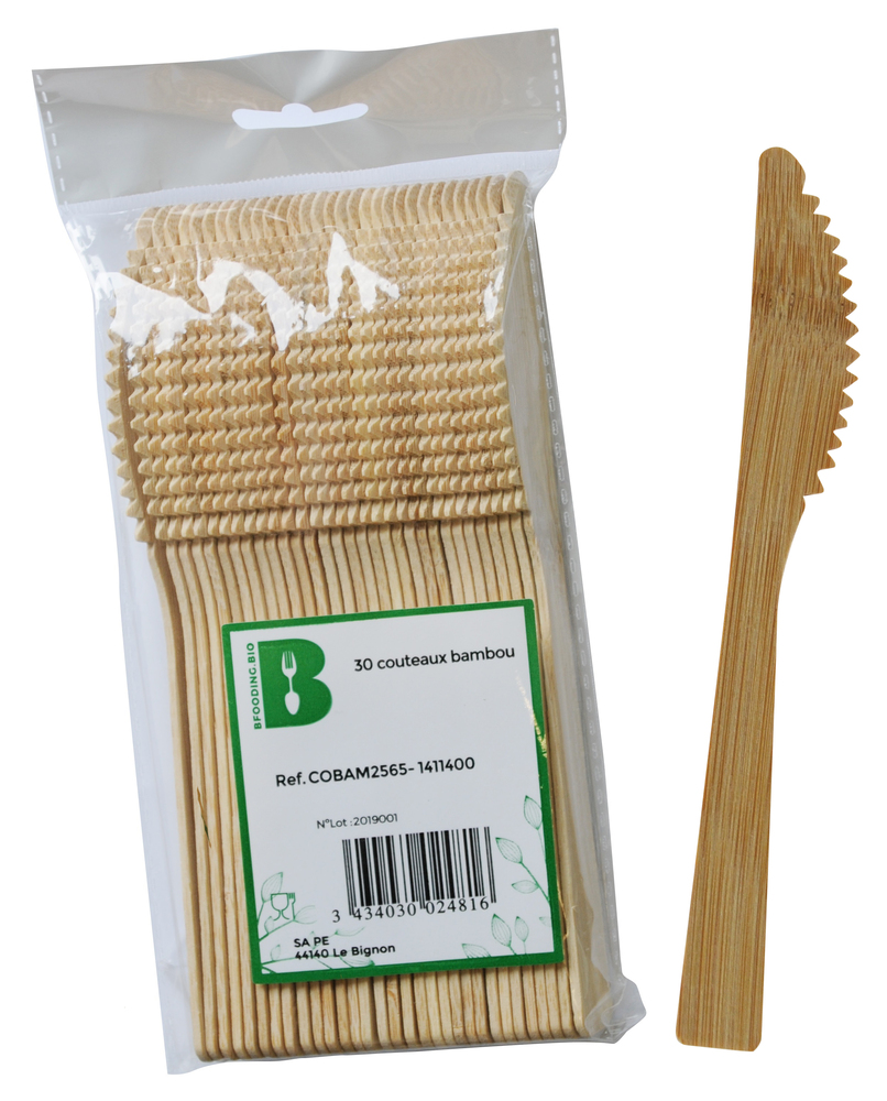 Couteaux en Bambou 17 cm Paquet de 30