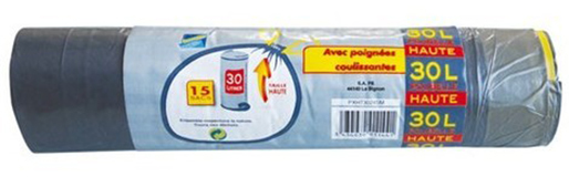 "Sacs poubelle ""Haute"" liens coulissants en rouleau, pratiques pour trier les déchets ménagers au quotidien."