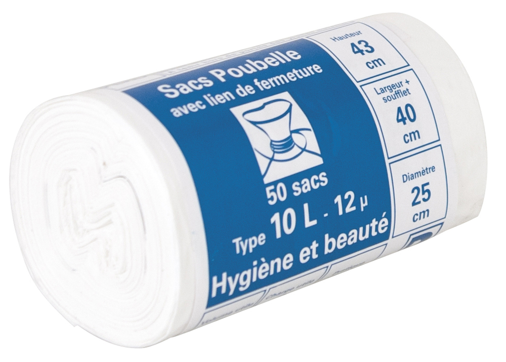 Sac Poubelle Blanc "Hygiène et Beauté" en Rouleau