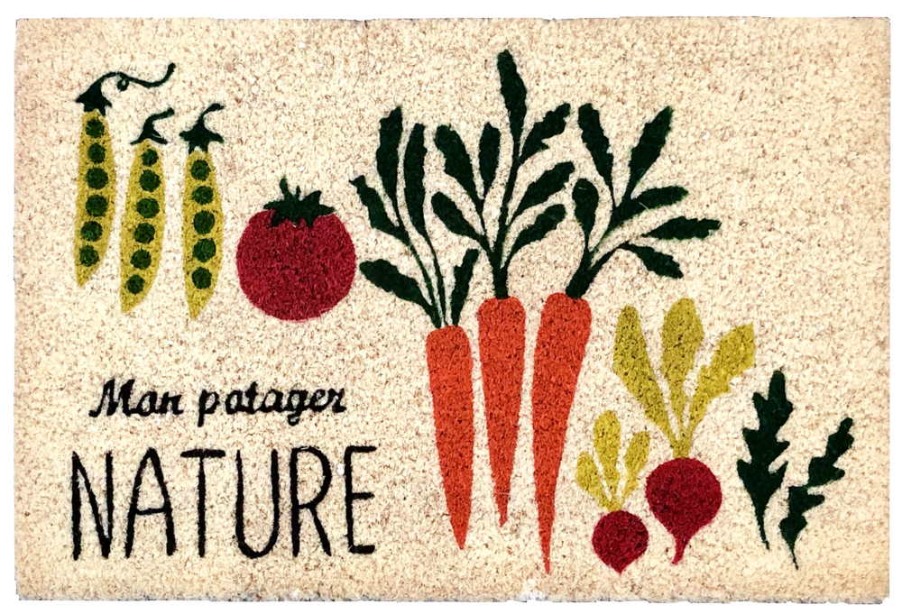 Tapis Brosse Coco Imprimé Mon Potager 40 x 60 cm