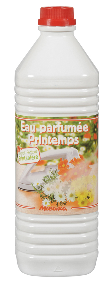 Bouteille d'eau déminéralisée parfumée Fraîcheur Printemps 1L pour le repassage et l'entretien du linge