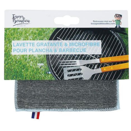 Lavette Grattante et Microfibre Barbecue et Plancha 15.5x11cm Accrochable