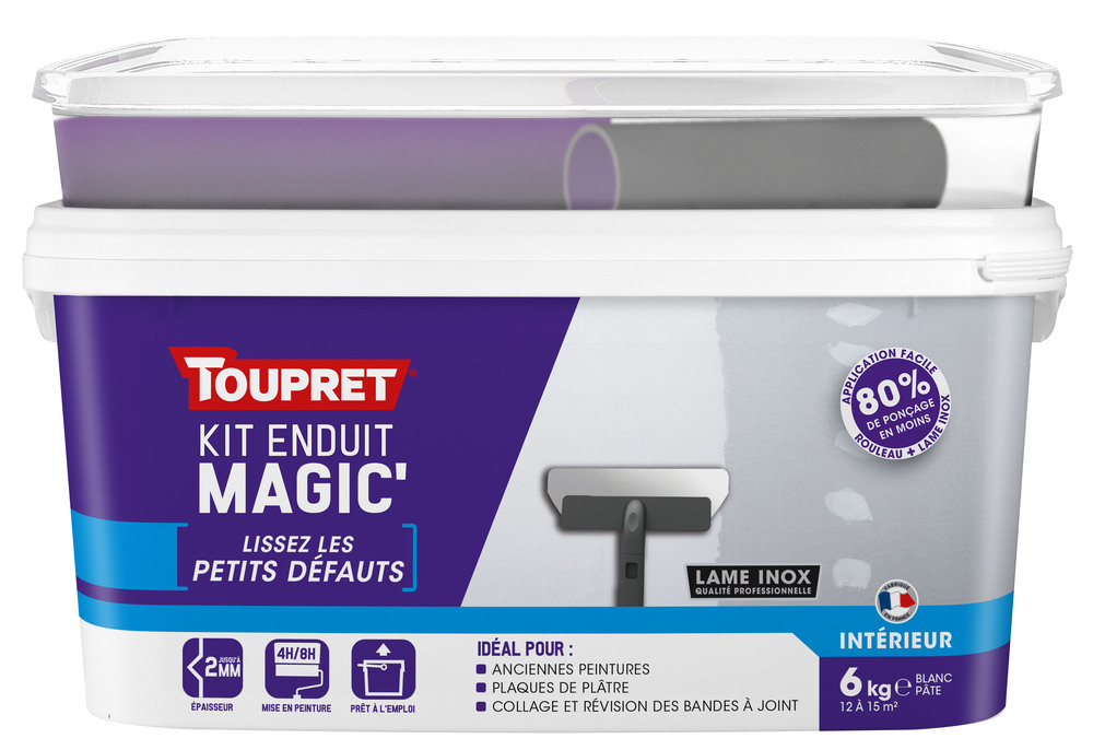 Kit Enduit de lissage Magic' Lisse avec outils pour murs et plafonds