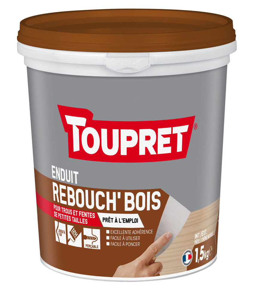 Enduit Rebouch'Bois Pâte 1.5 kg pour la réparation et le rebouchage des trous et fissures du bois.