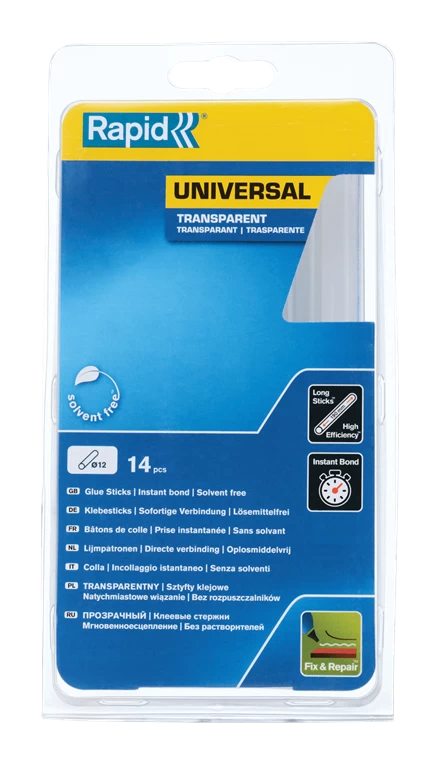 Bâtons de Colle Transparente Ø12 mm x 190 mm Boite de 14