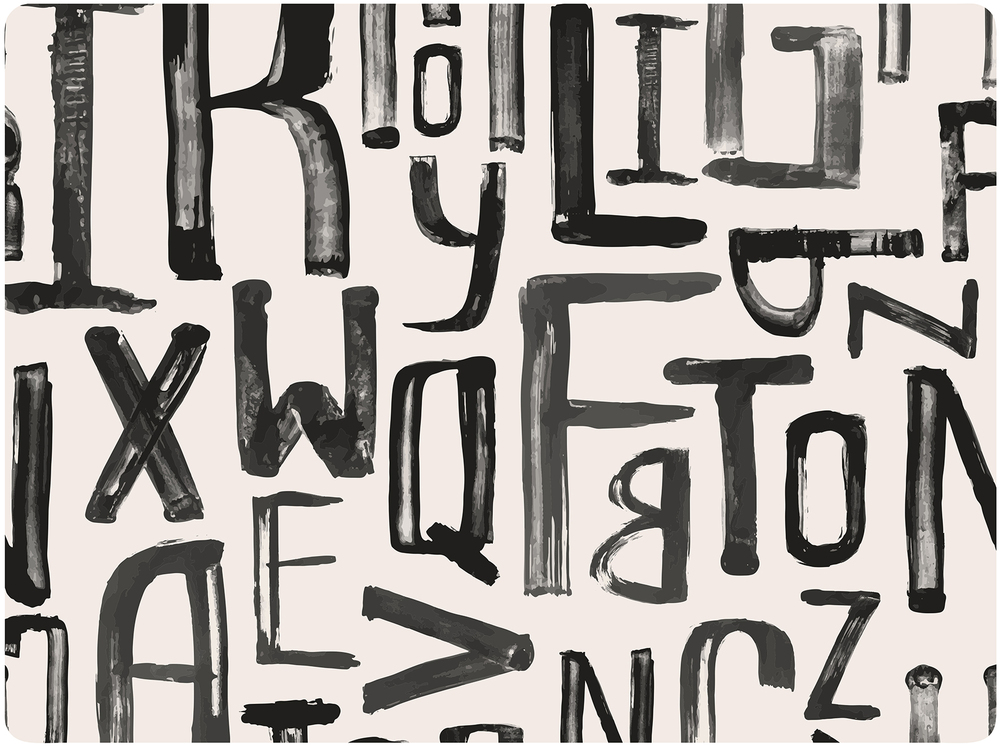 Set de table décoratif rectangulaire 40 x 30 cm avec motifs lettres noires