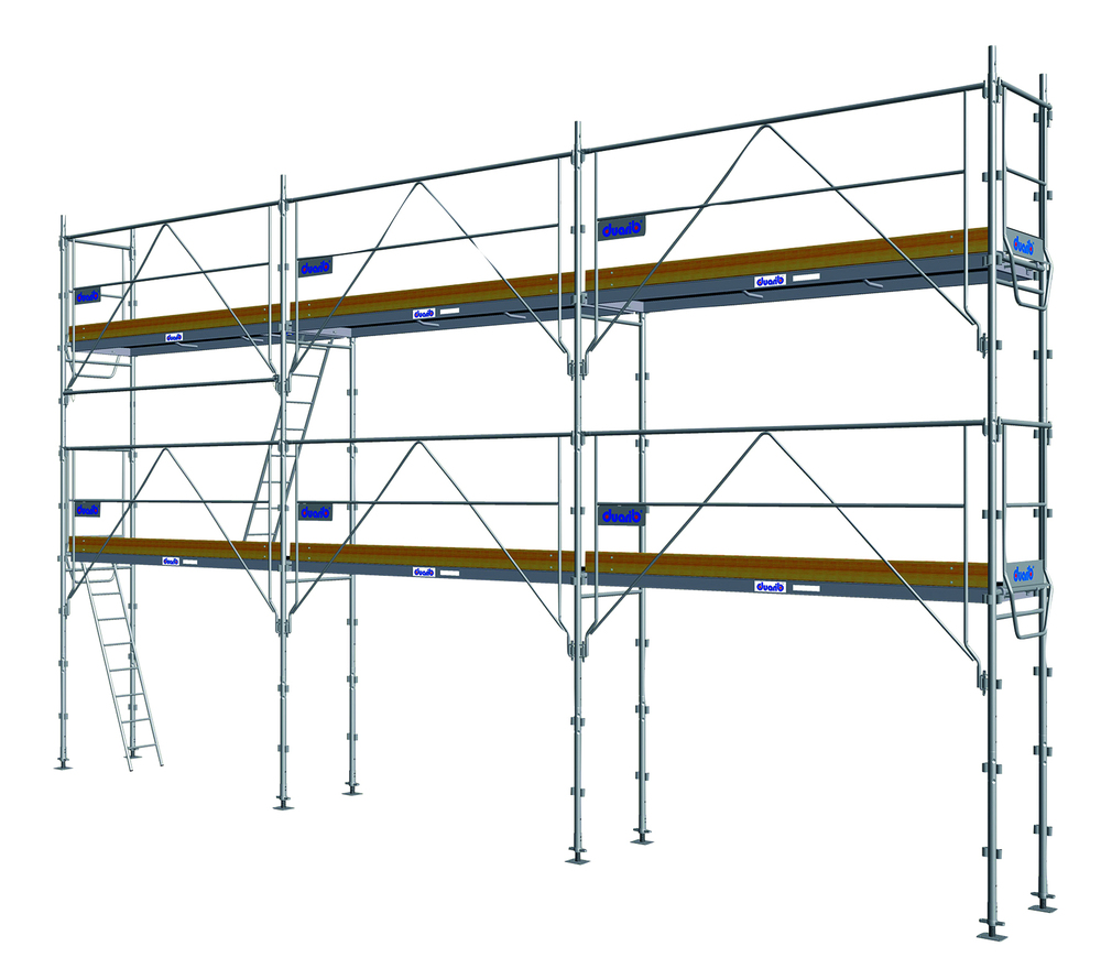 Echafaudage F3000 Façade 60 M² 6m hauteur Plancher Alu/Bois