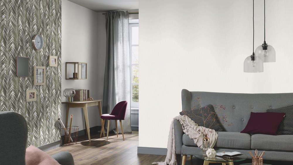 10034-02 Vinyle sur Intissé Uni Neige