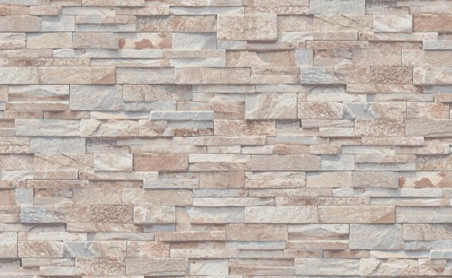 Papier peint vinyle sur intissé motif brique beige réaliste