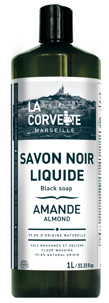 Savon Noir Liquide Huile de Lin Amande 1L