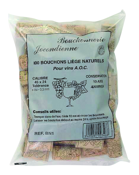 50 Bouchons en Liège Naturels 45x24mm