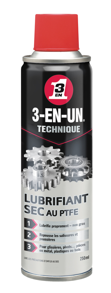 Lubrifiant Sec au PTFE 3-EN-UN Technique 250ml