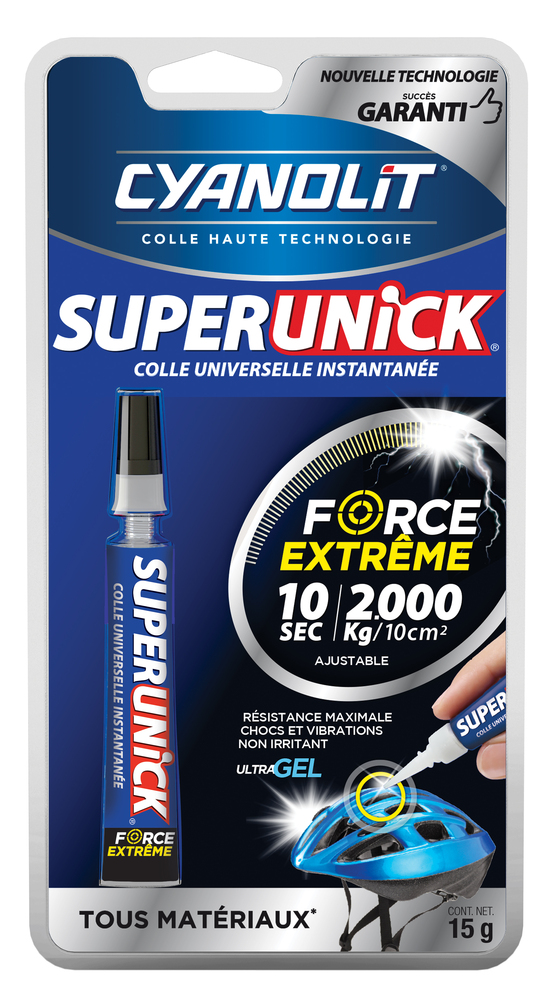 Colle Instantanée Superunick Extrême Tube de 15gr sous Blister