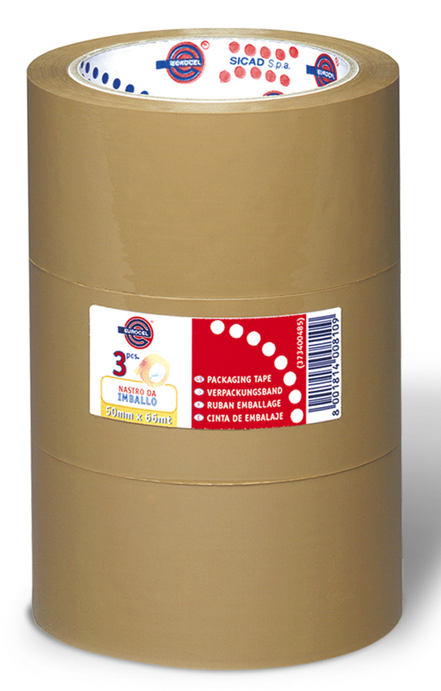 Ruban Polypropylène Emballage Havane 50 mm x 66 m Lot de 3 Rouleaux
