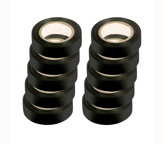 Lot 10 Rubans Adhésifs PVC Électricité Noir 15 mm x 10 m