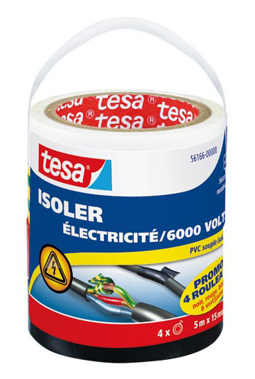 Isoler - Isolation Electrique 5m x 15mm, Lot de 4 Rouleaux Coloris Assortis