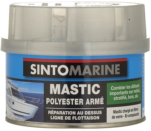 Mastic polyester armé fibres de verre Sintomarine 170 ml gris clair pour réparation marine