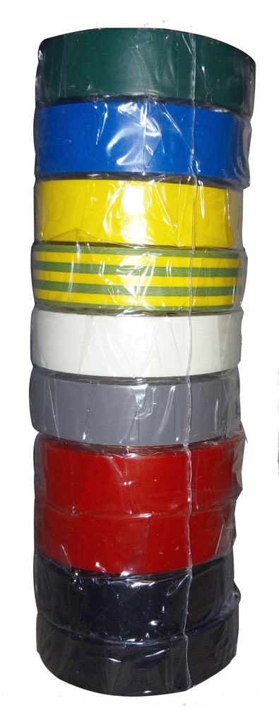 Lot 10 Rubans Adhésifs Électricité Coloris Panachés 15 mm x 10 m