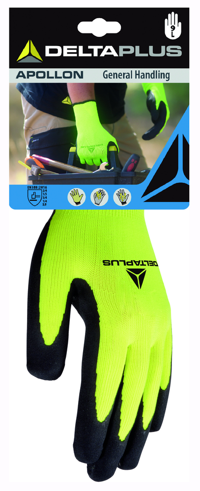 Paire de Gants Confort Tricot Enduit Latex Apolon Jaune sur Carte