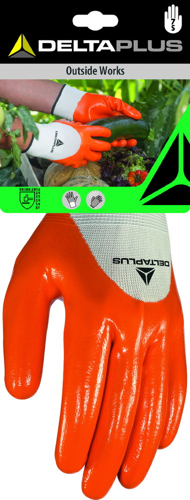 Paire de Gants Spécial Récolte Tricot Enduit Orange sur Carte 
