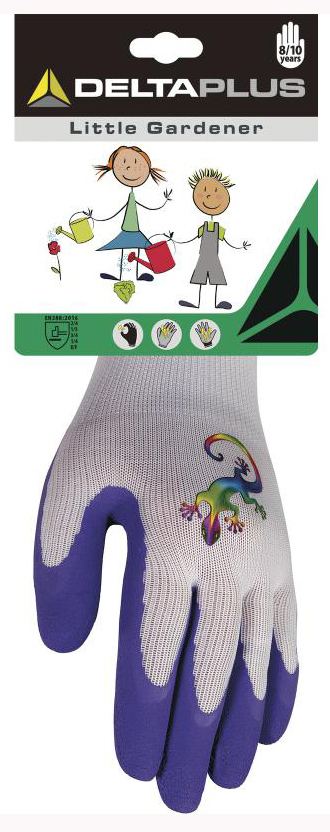 Paire de Gants de Jardin Enfant Tricot Latex Violet T04 sur Carte