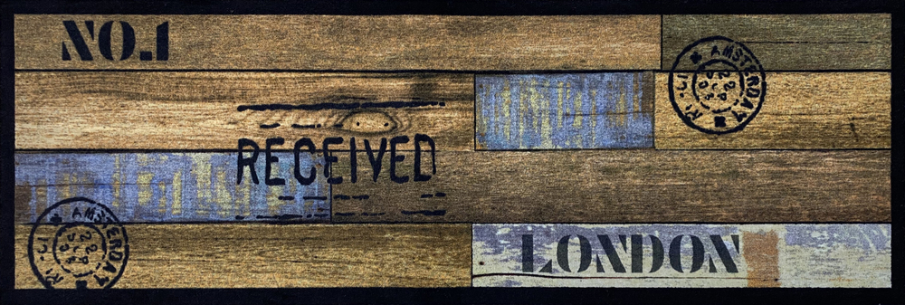 Tapis Entry No.1 Wood Brown/Blue 50x150cm