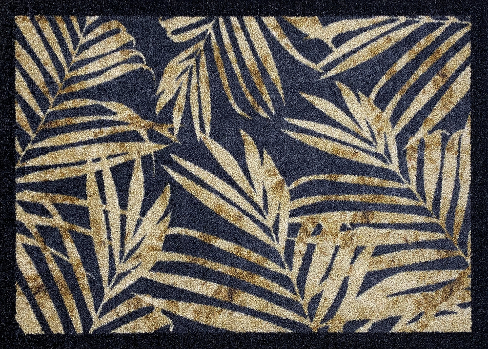 Tapis Création Gold Leaves Anthracite Beige 50 x 70 cm