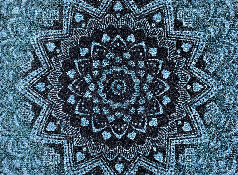 Tapis Création Mandala Wood Turquoise 50 x 70 cm