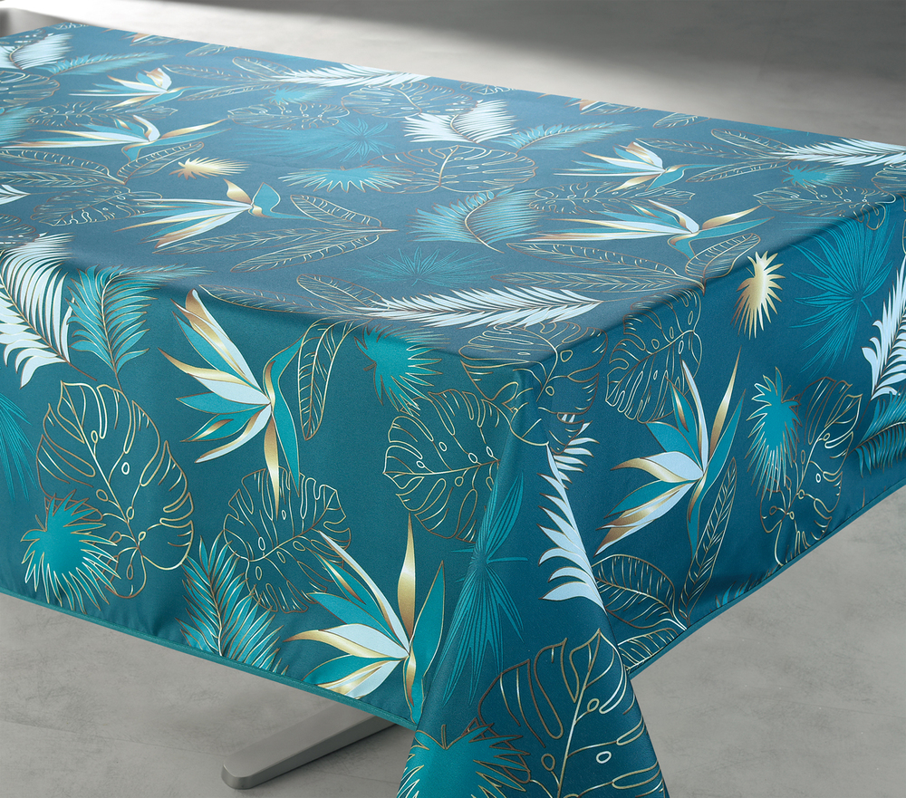 Protège Table Imprimé Vahina 140 cm x 20 m Bleu
